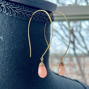 Peach Moonstone Drop Earrings